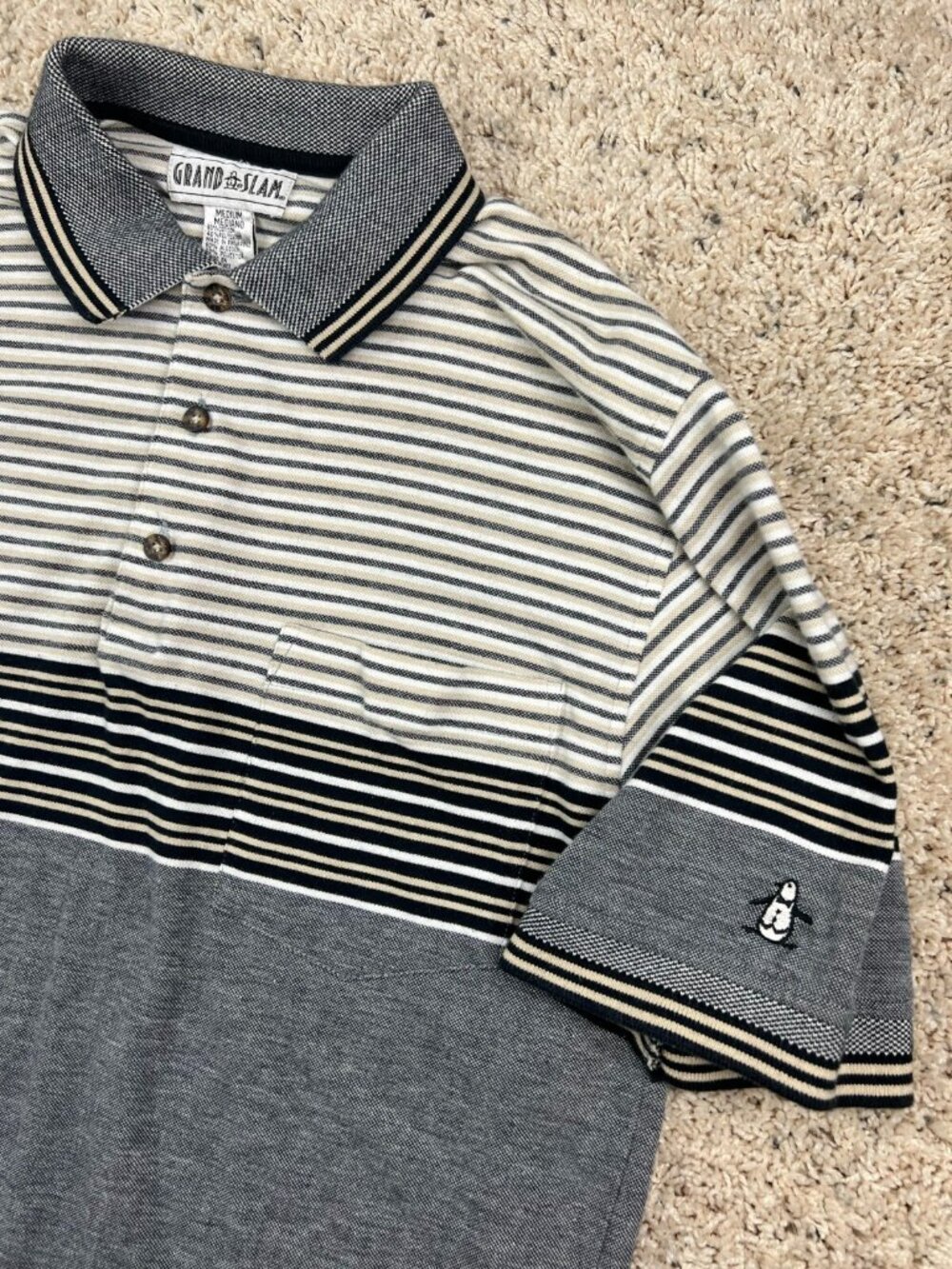 Grand Slam Penguin Polo Shirt Mens Adult Medium Casual Cotton w Sleeve Logo